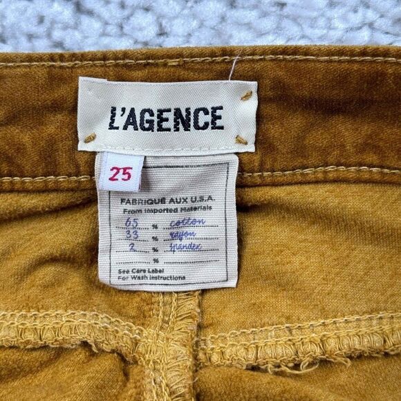 L'Agence Margot Velvet Skinny Ankle Pants Gold Mustard - Picture 5 of 13